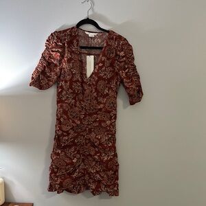 Veronica Beard Burgundy Floral Mini Dress